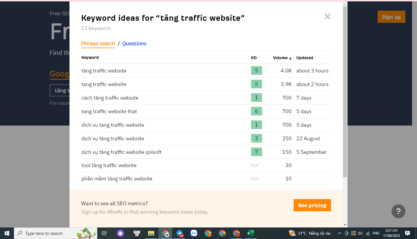 Bật mí 3 Cách kéo Traffic vào Website năm 2023 2 Sử dụng Ahrefs để tìm kiếm từ khóa có Volume cao