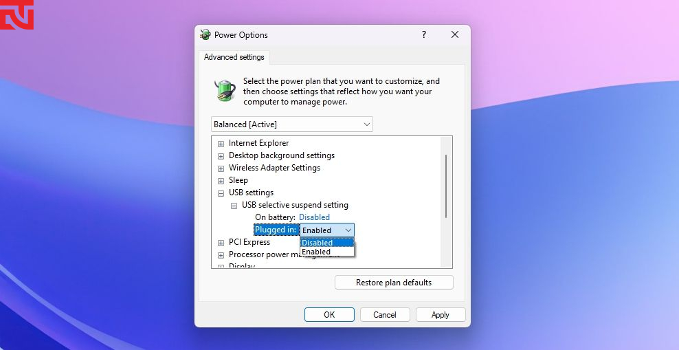 Vô hiệu hóa USB Selective Suspend trong Windows 11