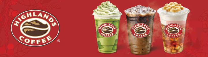 Highland Coffee thể hiện bộ nhận diện thương hiệu của mình bằng logo đơn giản