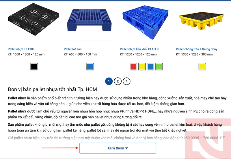 Kết quả sau khi chèn Code thu gọn nội dung phần danh mục sản phẩm. Nguồn ảnh: balico.com.vn