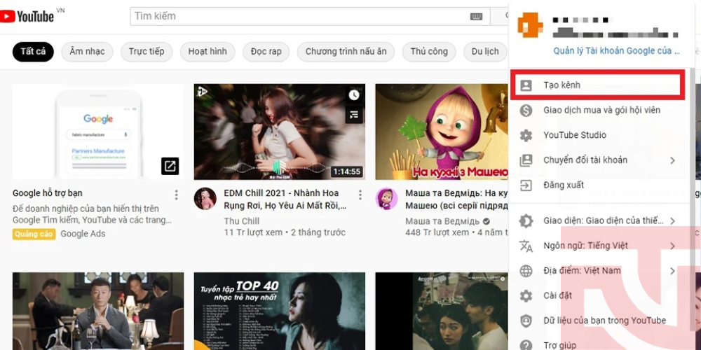 cách tạo kênh youtube